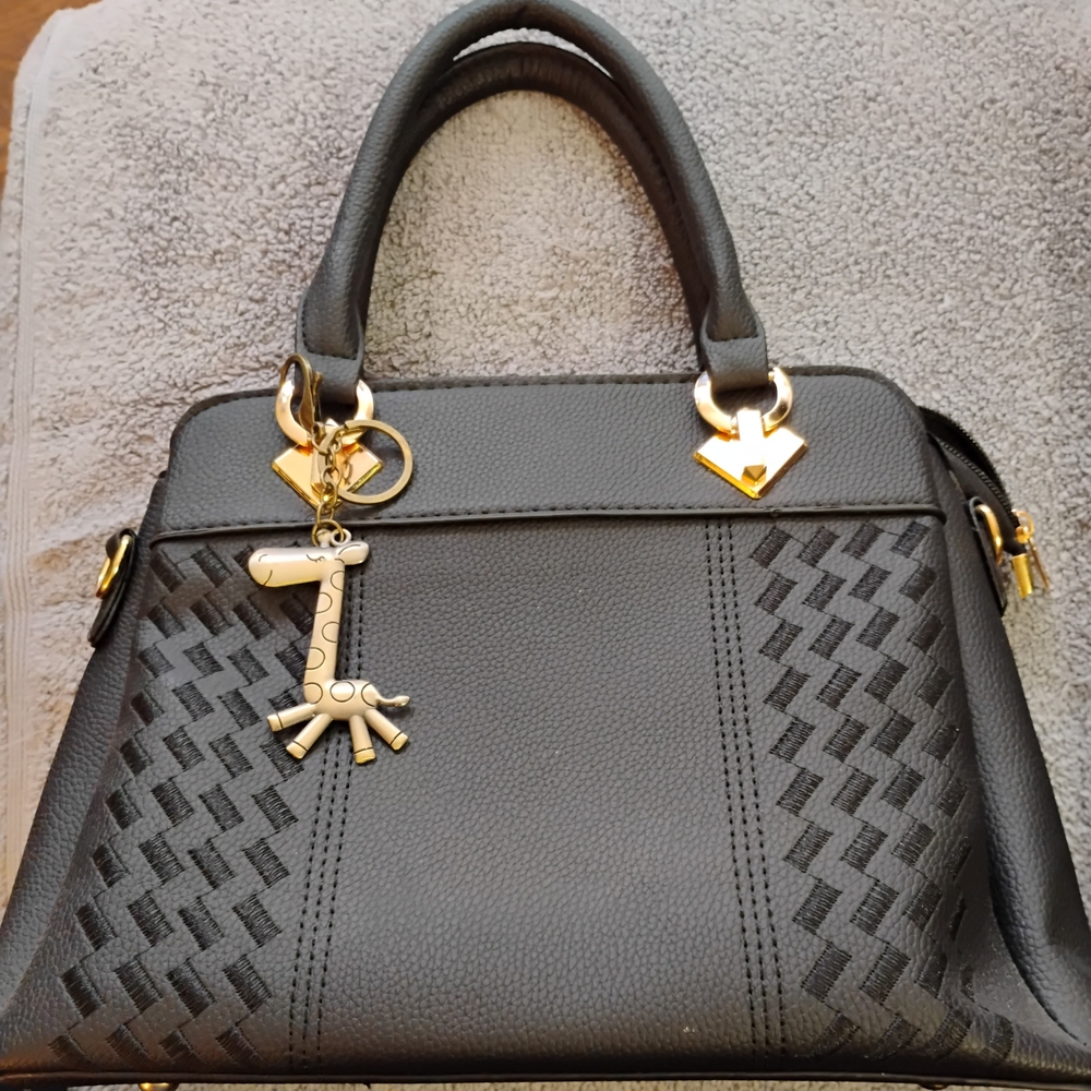Black Satchel with Gold Details